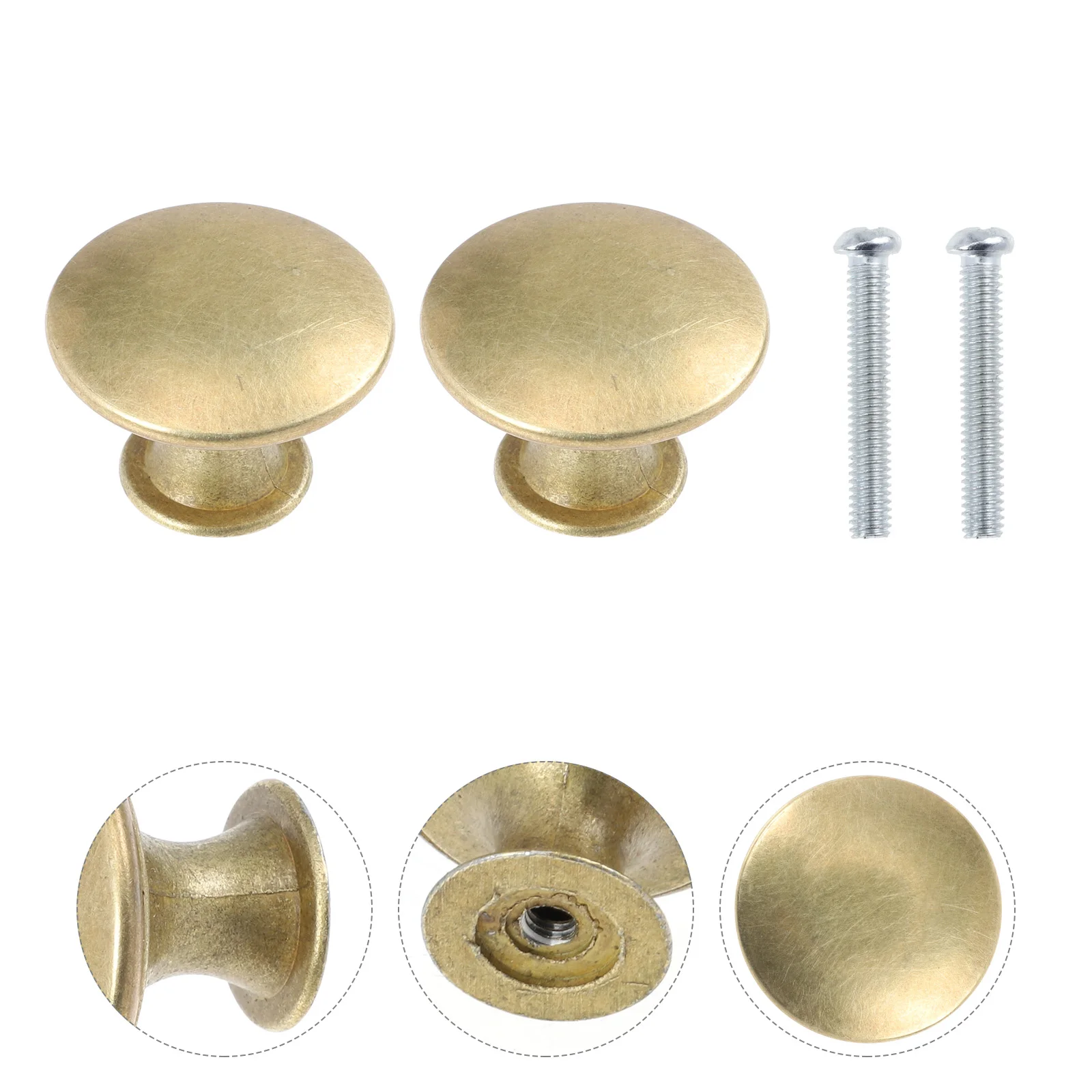 

12 Pcs Round Cabinet Door Handle Drawer Knob Pull Brass Finish For Kitchen Wardrobe Bookcase Easy Install