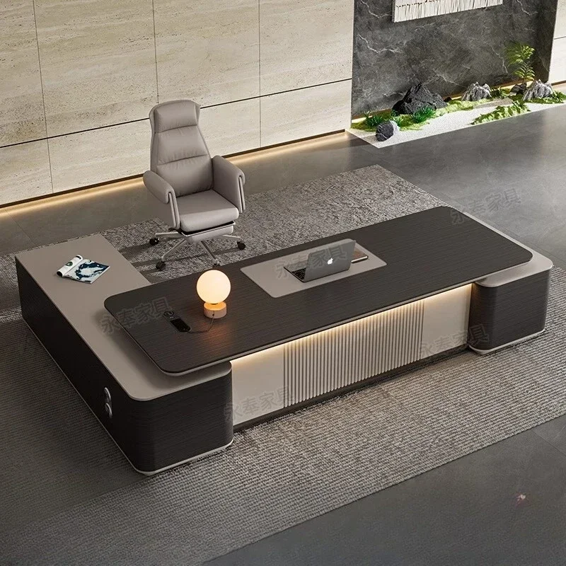 #OfficeDesk Multifunctional Cable Box Work Desk Table Home Organizer Luxury L Shape Computer Gamer Table Cabinets Executive Work