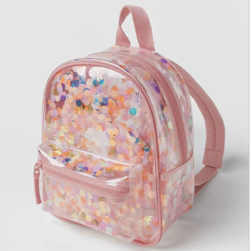 2024 nuovo zaino trasparente per coriandoli per bambini borsa da scuola per bambini zaino per ornamenti di coriandoli di colore per bambini