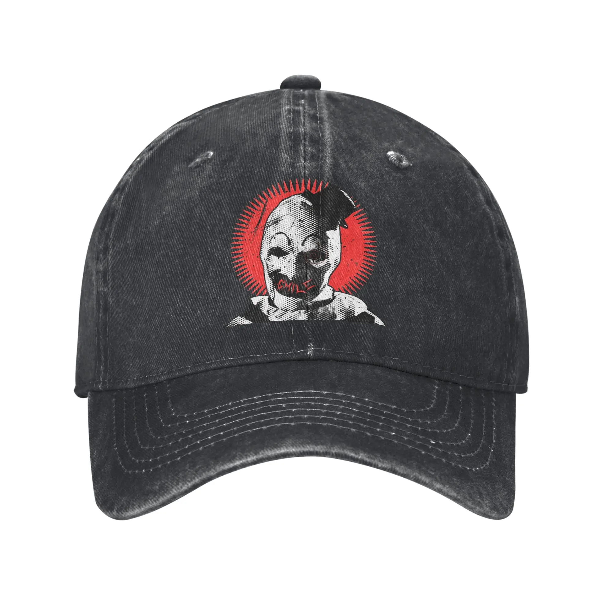 Vintage The Terrifier Screenprint Smile Art the Clown Baseball Caps Unisex Style Distressed Washed Headwear  Outdoor Hats Cap