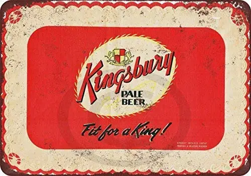 Letrero de habitación, decoración artística de pared, letrero de estaño de Metal de aluminio 8x12, King de cerveza pálida de Kingsbury, decoración de pared Interior y exterior, letrero de guerra Vintage
