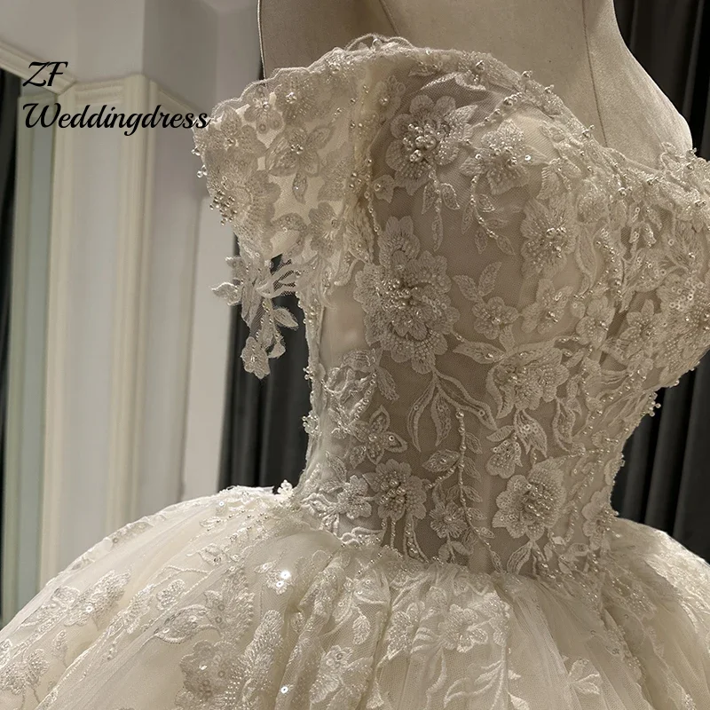Customized Princess Wedding Dress Plus Size for Women Robe De Mariee Glitter Lace  Gown Vestido