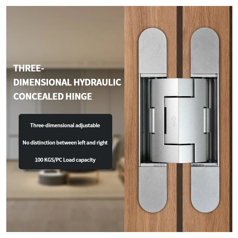 H-shaped 3D hydraulic adjustable hidden invisible door hinge has no difference between left and right,