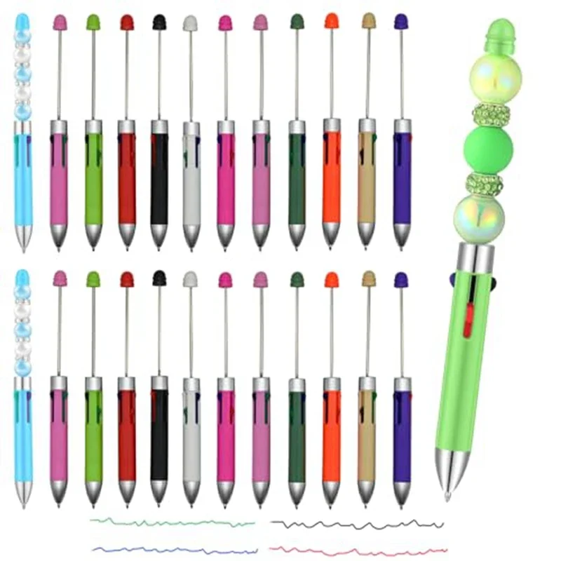 20PCS 4-color DIY multi-color plastic bead pen Four color beadable ballpoint pen