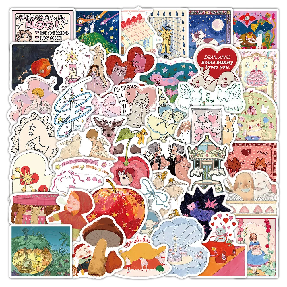 52-teilige Retro-Logo-Aufkleber – dekorative Aufkleber für Handbücher, Notizbücher und Wasserbecher. BulingBulingStickers Store