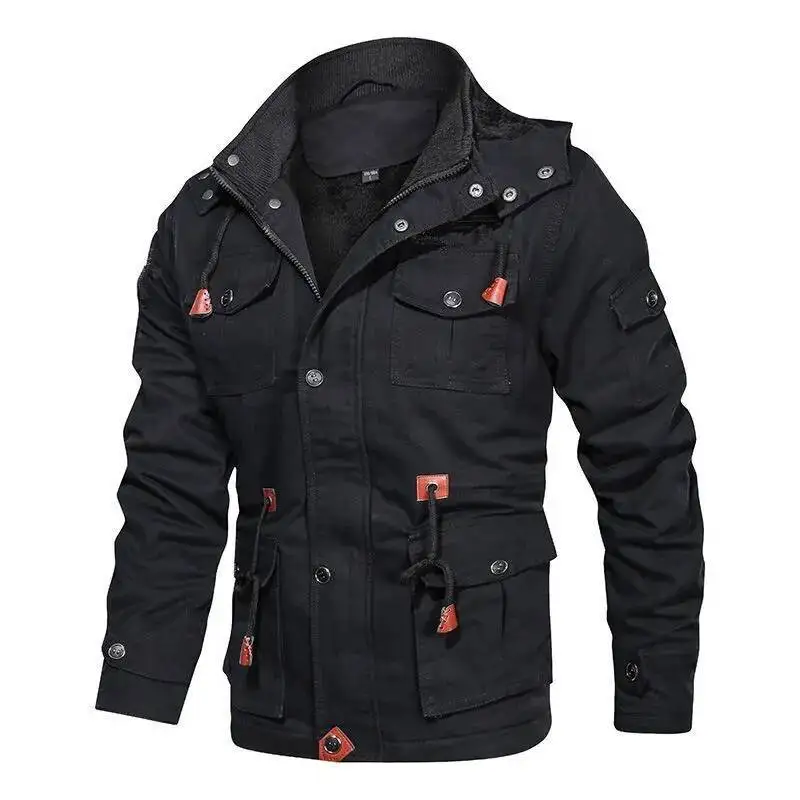 

Men Winter Jackets Hooded Casual Down Jackets Military Coats Men Cotton Casual Fleece Long Jackets Male Outwear Tooling Jackets