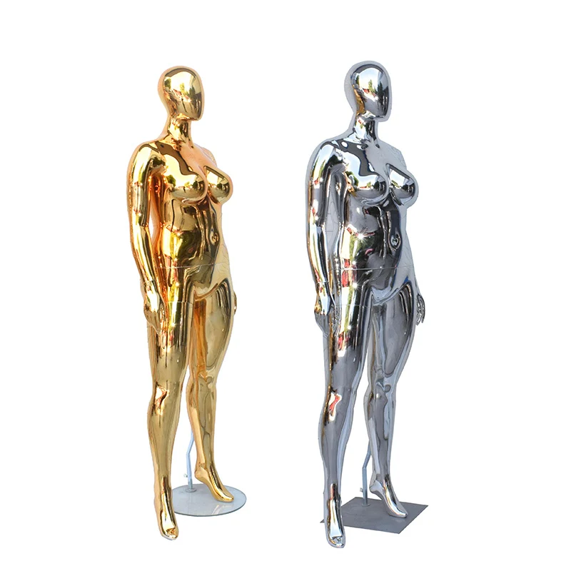 High quality luxury display plus size female plastic chrome mannequin