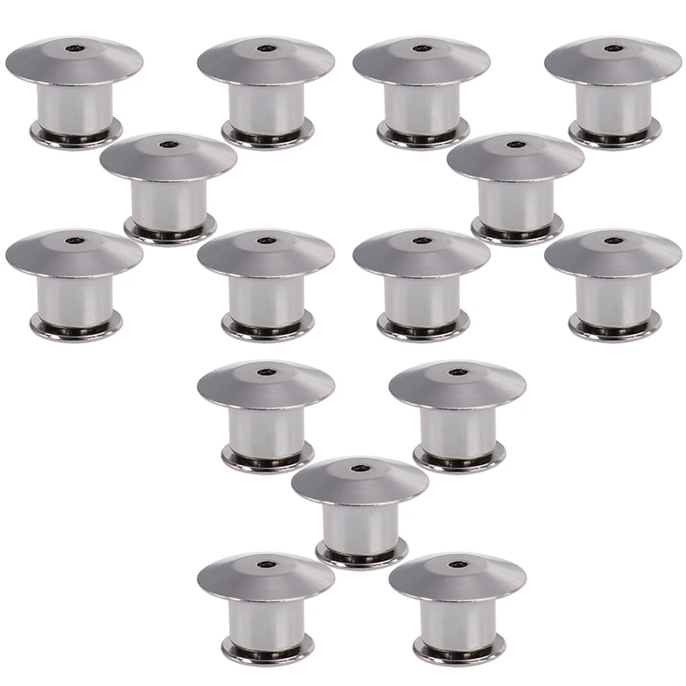 15 Pcs Clutch Flat Head Buckle Cap Locking Pin Clasps Badge Backs Replace Keepers Silver for Bag Alloy