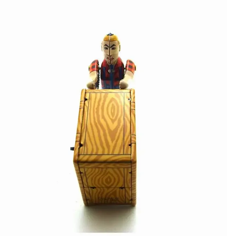 [Funny] Adult Collection Retro Wind up toy Metal Tin wharf Worker is working Move box Clockwork toy figures model vintage toy