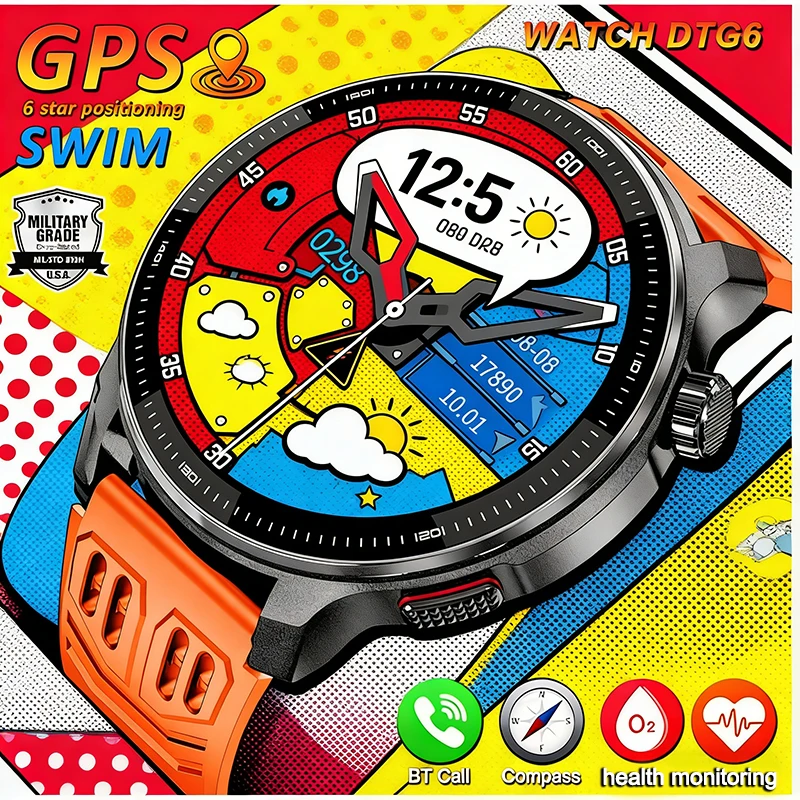 

2026 New Military DTG6 Ultra GPS Smart Watch 4GB RAM BIG Battery Waterproof Compass Sports Smartwatch Men GPS map Custom dial