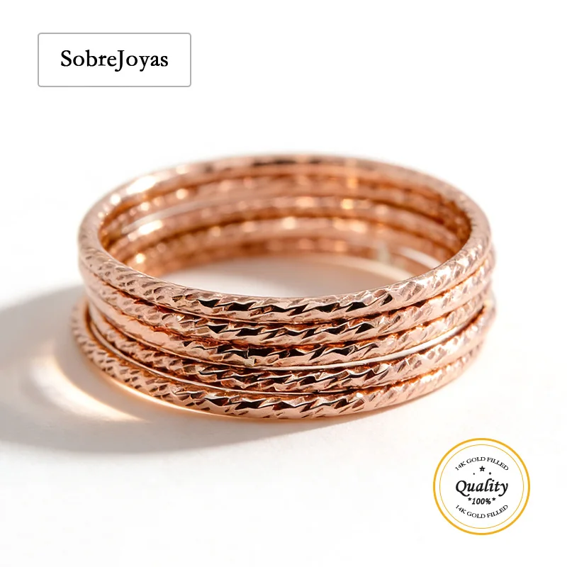 14K Rose Gold Filled Sparkle Stacking Ring Finger Rings 18ga Wire US Size 2/3/4/5/6/7/8/9/10 Wholesale Jewelry Findings