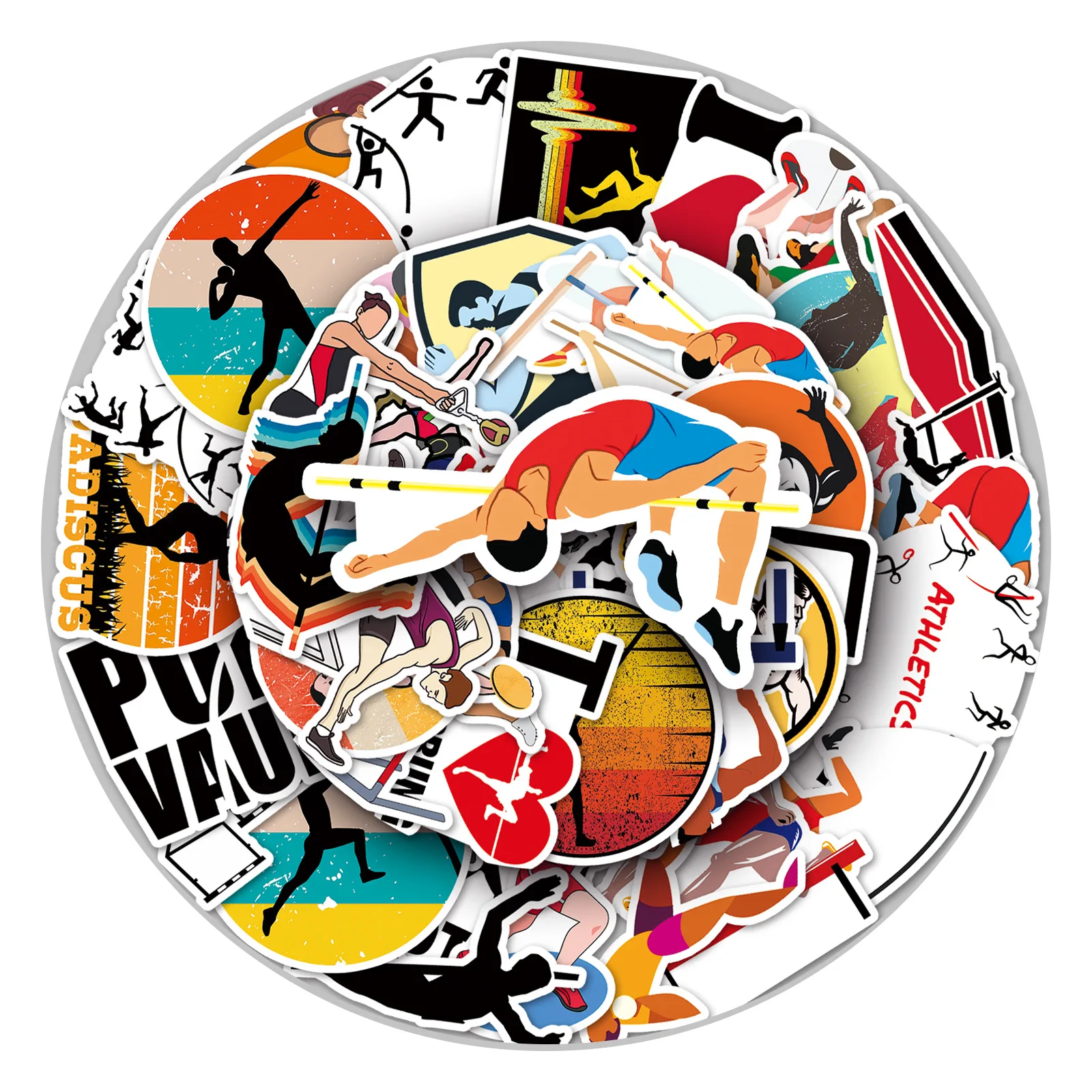 50 creative graffiti stickers for track and field sports, trendy motorcycle notebook tablet decorative stickers