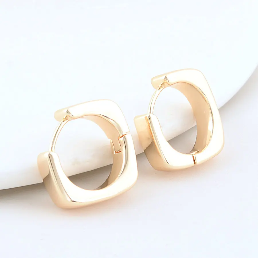 17MM 14K Gold Color Brass Square Earrings Hoops High Quality Jewelry Making Supplies Diy Findings Accessories