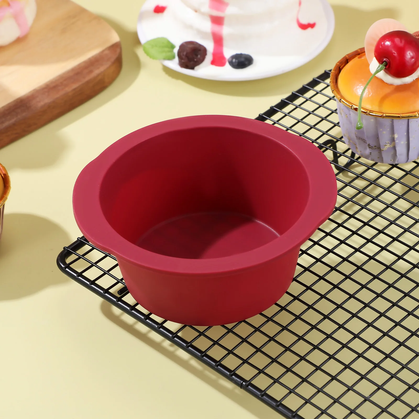 

2pcs Silicone Cake Molds Mini Cheesecake Pans Non-Stick Reusable Baking Moulds For Cupcakes Desserts Easy Release Heat Resistant