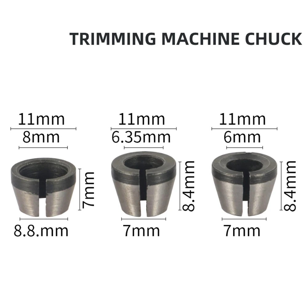 8pcs 6mm 6.35mm 8mm Collet Chuck For Engraving Trimming Machine Electric Router Grinder Trimming Clamping Collet Chuck Part