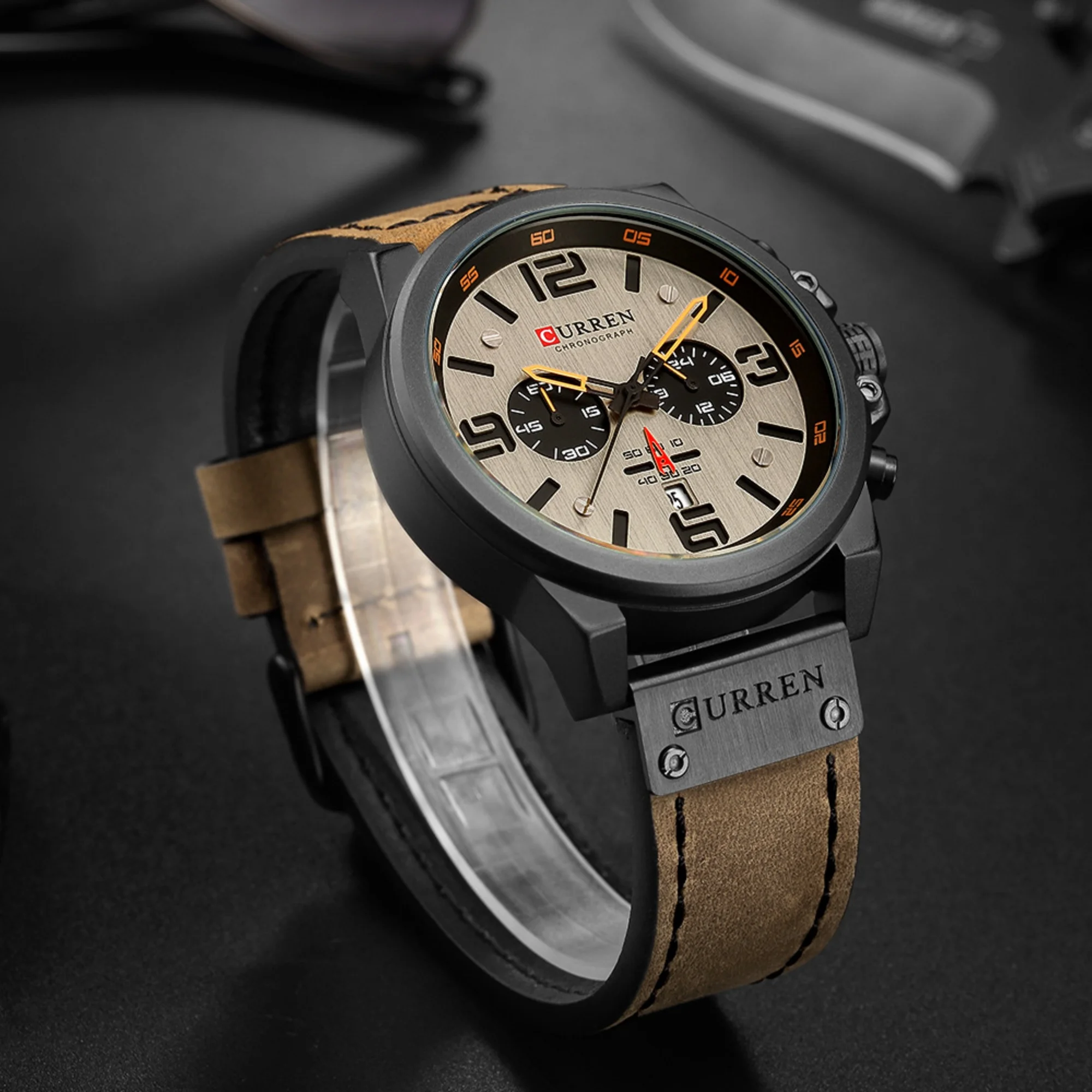Mens Military Quartz Watch CURREN Multifunctional Wristwatch Casual Business Sports Male Calendar Watch Fashion Gift Watches