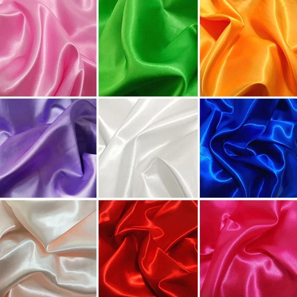 

Silky Satin Fabric Bundle Quilting Wedding Table Decor Solids Silky Fabric By Yard Fabric Apparel, Drapery, DIY Crafts