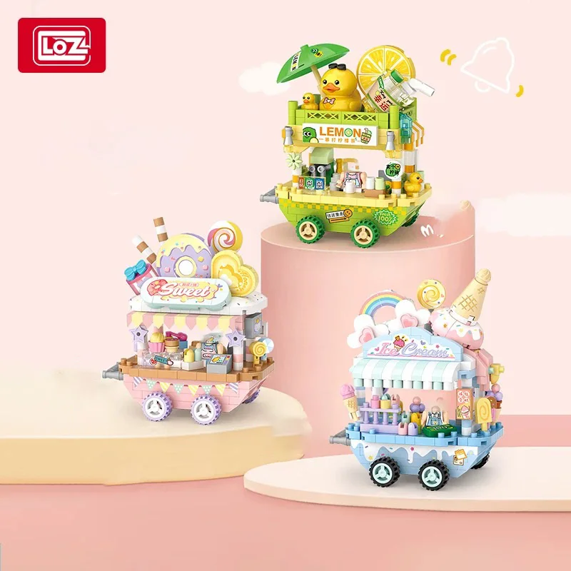 LOZ-8855 Roadside Stall Snack Shop Dessert Shop Ice Cream Shop Microparticle street view model children's building blocks