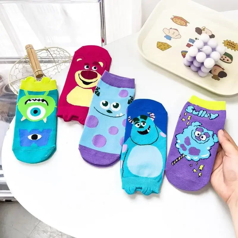 Calcetines cortos de algodón suave con dibujos animados para mujer y niña, medias bonitas de Sulley, Mike Lotso, dibujos animados, Anime, universidad, novedad