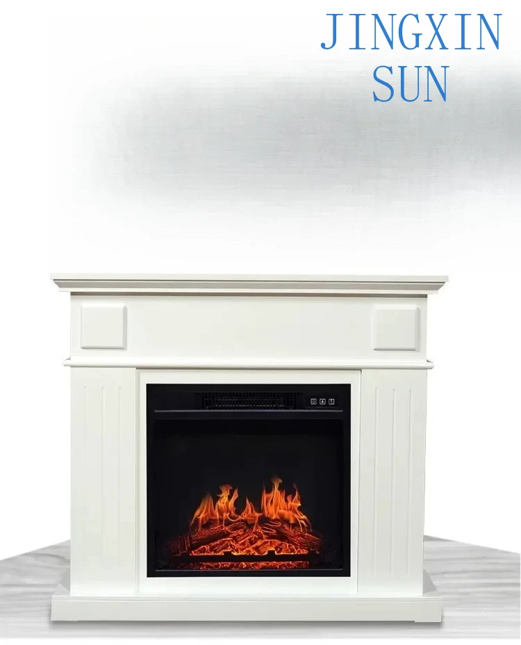 Electronic Fireplace Decorative Wood Cabinet Nordic Background Wall Fireplace Rack Home Heater Colorful Ambient Light