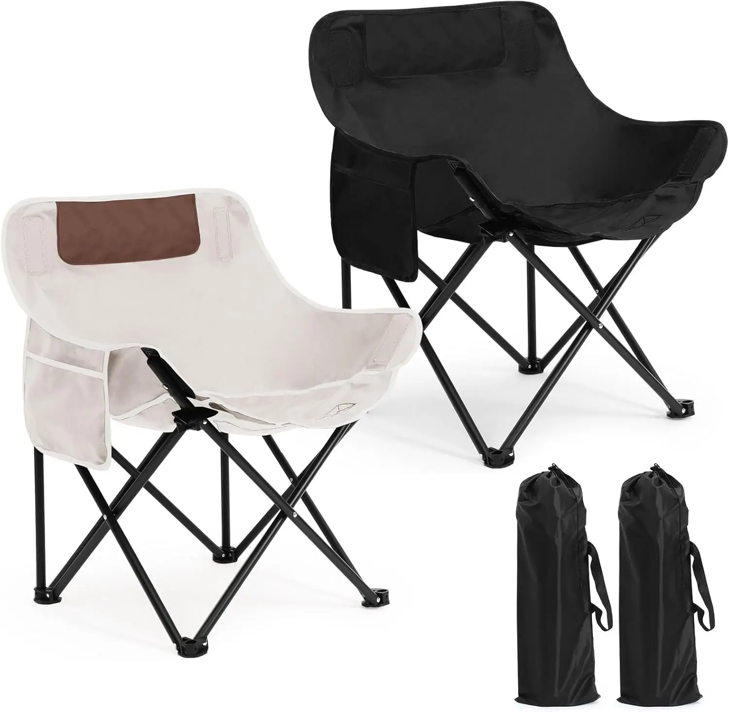 

Compact Camping Chairs 2 Pack Portable Folding with Carry Bag for Outdoor Travel Picnic Beach Fishing, Supports 330lbs