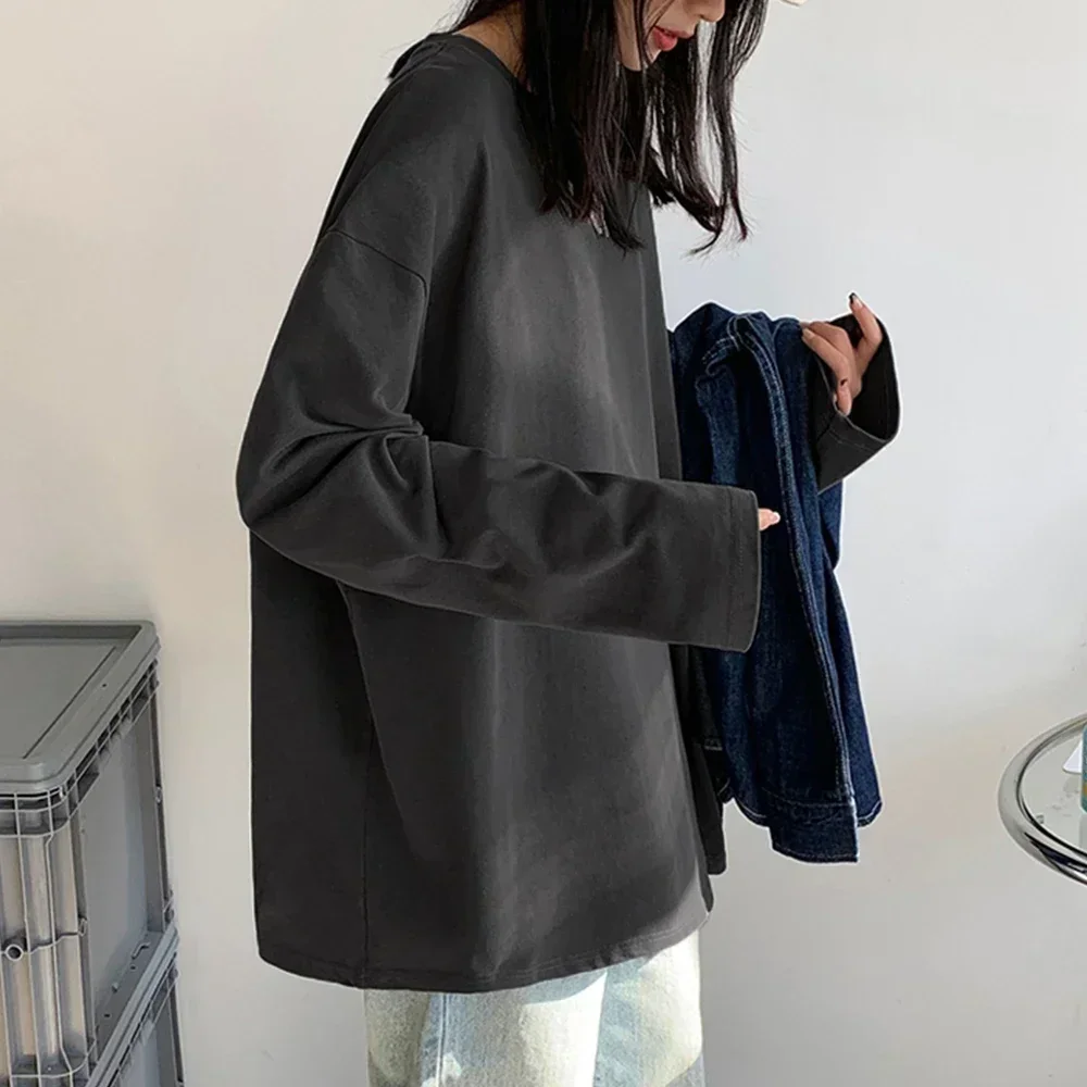 T-Shirt à Manches sulfen Coton pour Femme, Haut Basique, Surdimensionné, Décontracté, Col Rond, Taille Américaine, Nouvelle Collection Printemps