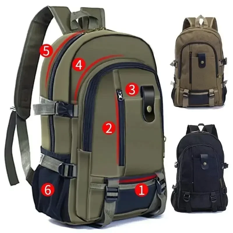 2024 New Mountaineering Bag Backpack for Men Canvas Large Capacity High School Backpacks Outdoor Travel Camping Bag Computer Bag