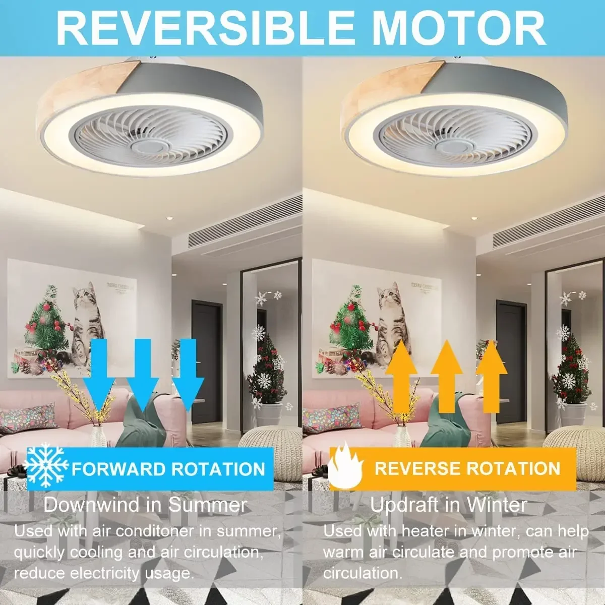 Imagem -04 - Modern Low Profile Madeira Ventilador de Teto Luz Controle Remoto Regulável Cores Timing Lâmpada Led Interior Kids Art