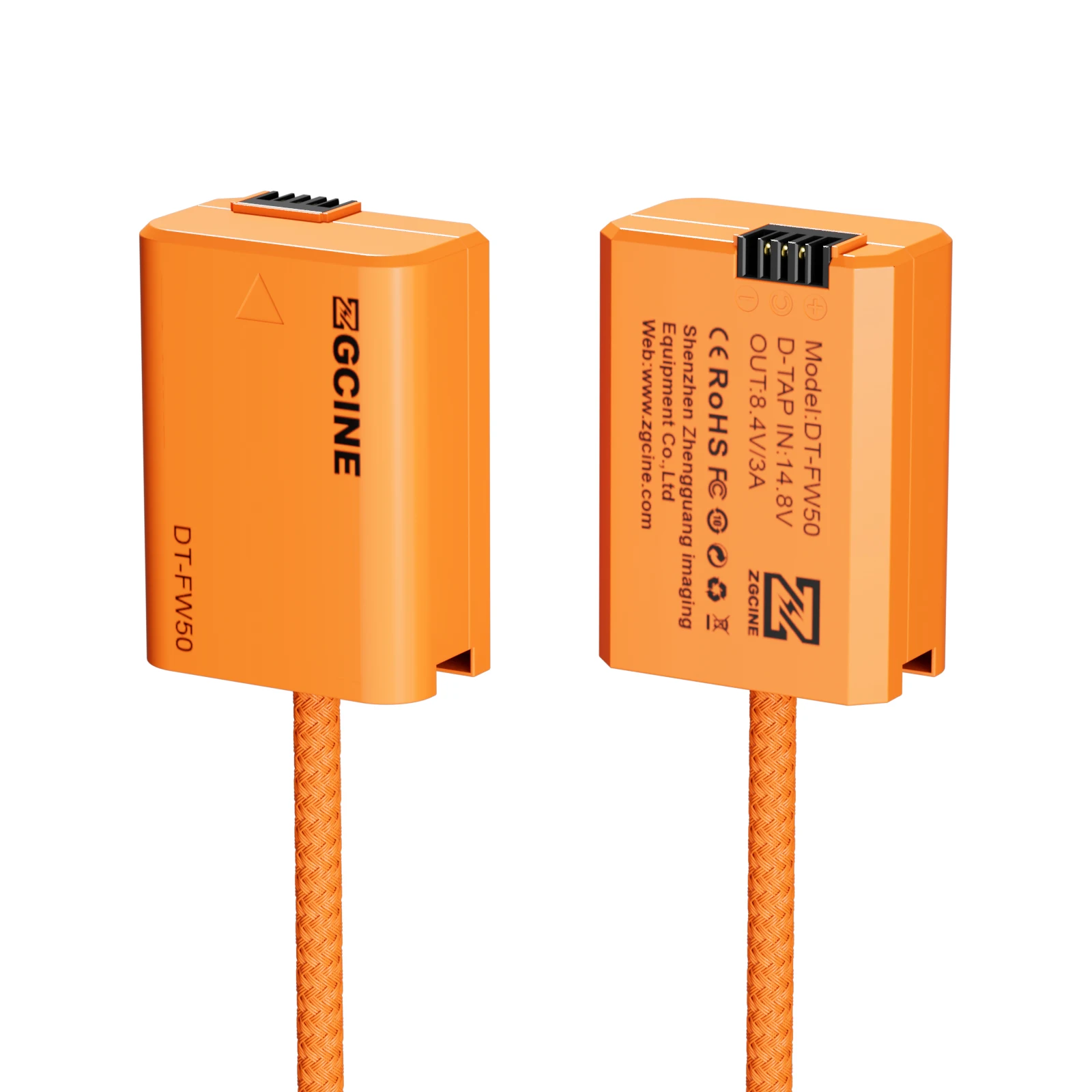 ZGCINE DT-FW50 D-Tap إلى NP-FW50 بطارية الدمية مع كابل سلك مضفر لسوني zv-e10 A7 A7M2 A7R2 A7S2 A6000 A6300 A6500