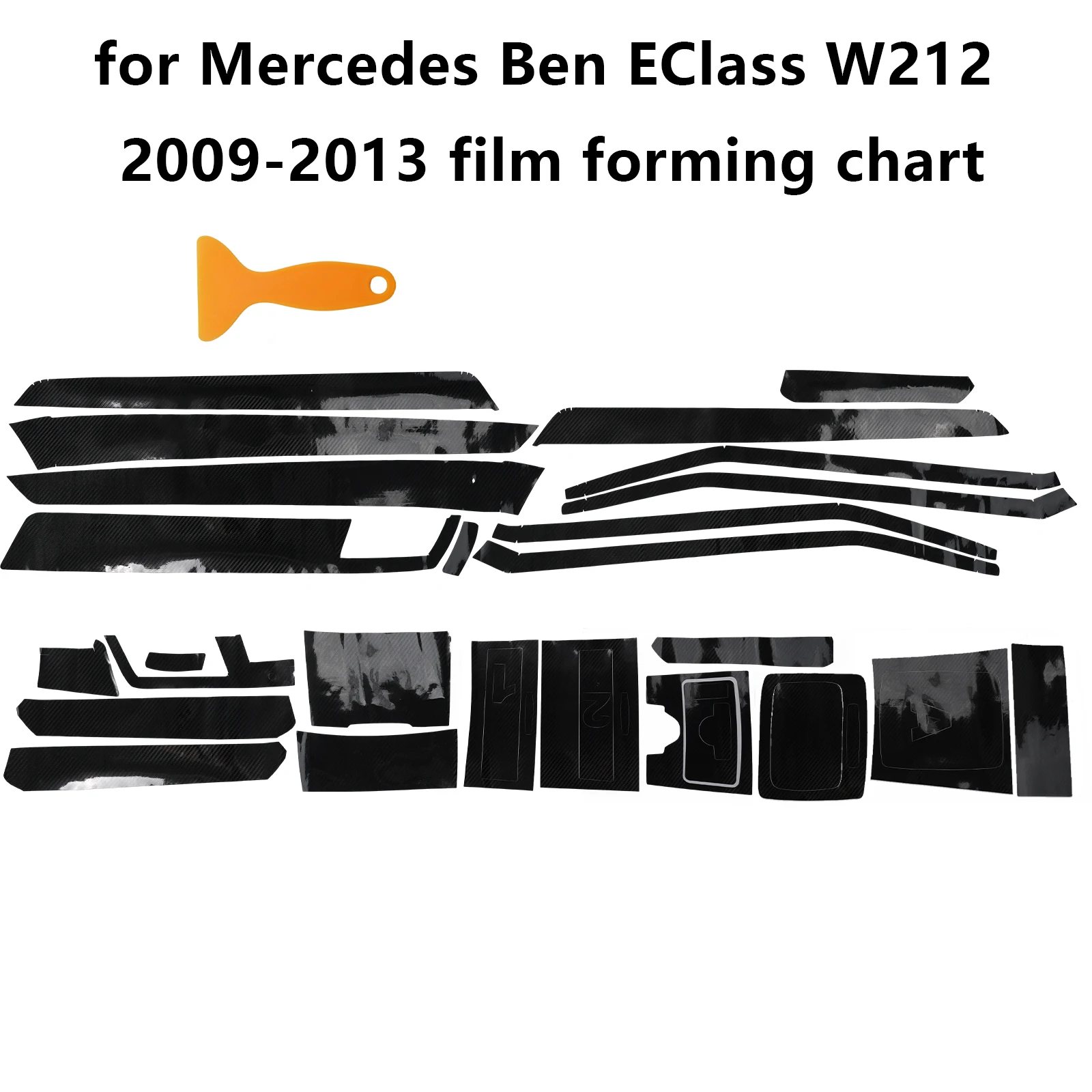 For Mercedes for benz Class for E W212 Car Interior Decals Left-hand Drive Mouldings 1 Set Sticker Waterproof Carbon Fiber