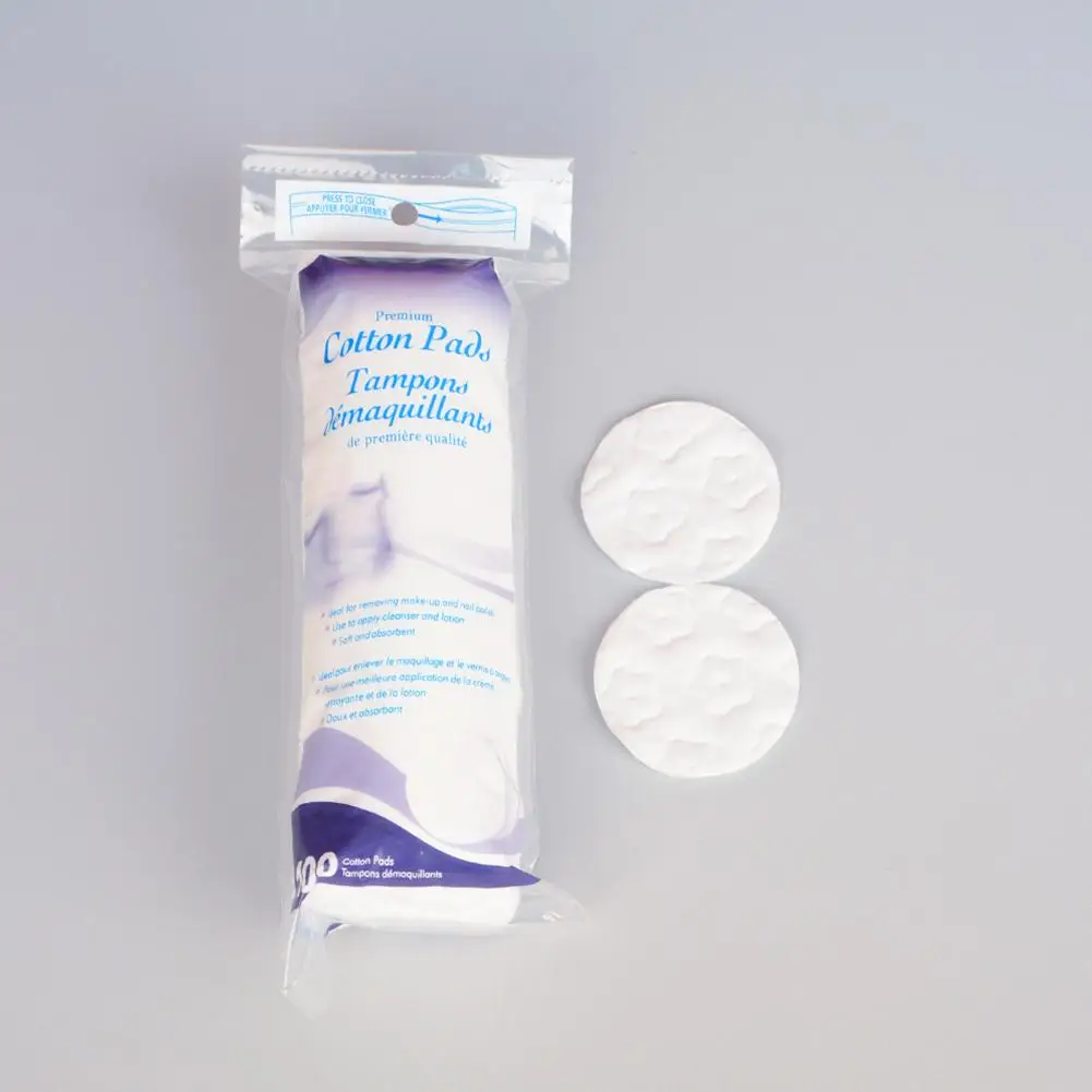 100枚入り 丸型コットンパッド、厚手で柔らかいメイク落としパッド、ふわふわの質感のフェイシャルコットンラウンド（顔と爪用）