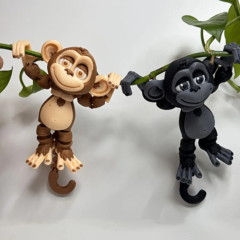 A Funny Monkey Statue, Multi-color 3D Printed Animal Set Ornament for Desk, Car or Office - Christmas, Halloween
