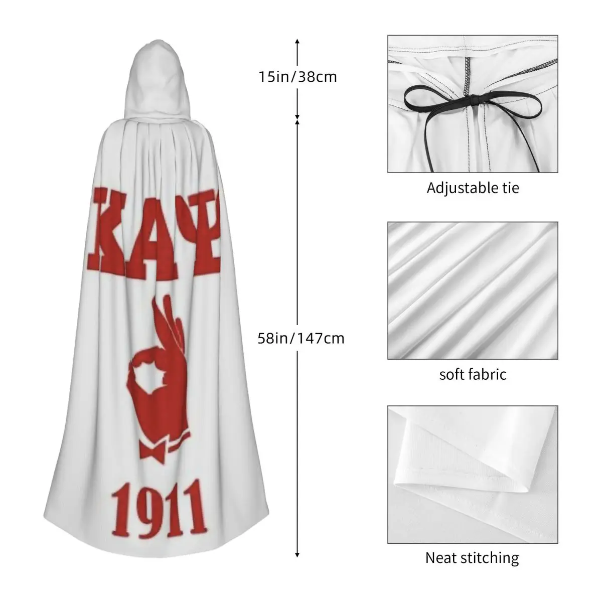 عباءة Kappa KAP Alpha Psi طويلة بغطاء للرأس للساحرة في القرون الوسطى، معطف كيب للهالوين للبالغين للجنسين