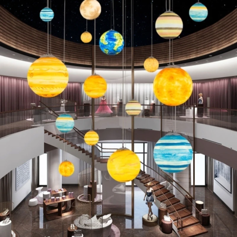 Acrylic Moon Sun Earth Mars Uranus Mercury Jupiter Saturn Planet Lamp  Shop Living Room Outdoor Waterproof Chandelier