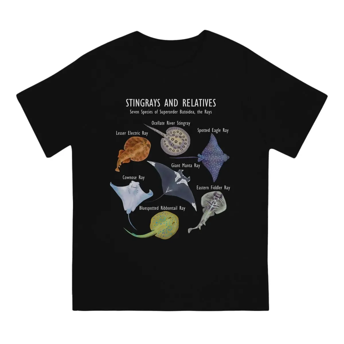 Summer Men's and Women's T-shirts Vintage Sea Animals Stingray Species O neck short sleeve T-shirt Street Clothing