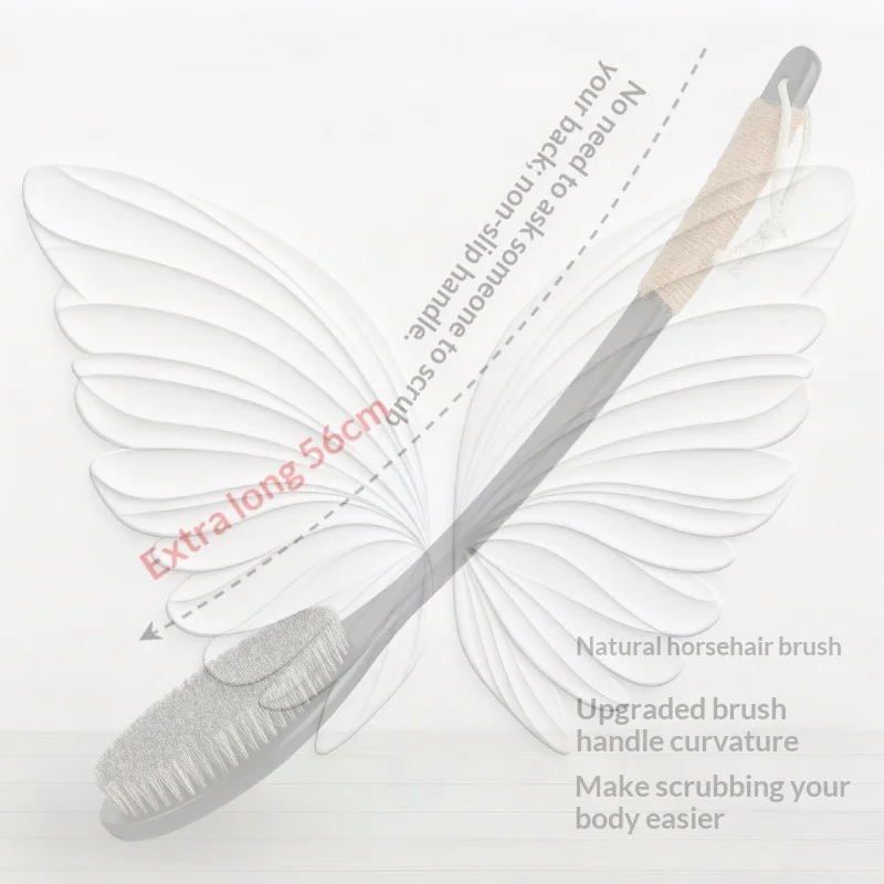 Back Exfoliating Scrubber for Shower Curved Non-Slip Long Handle Wet Dry Body Brush for Bath Spa Massage Home Use
