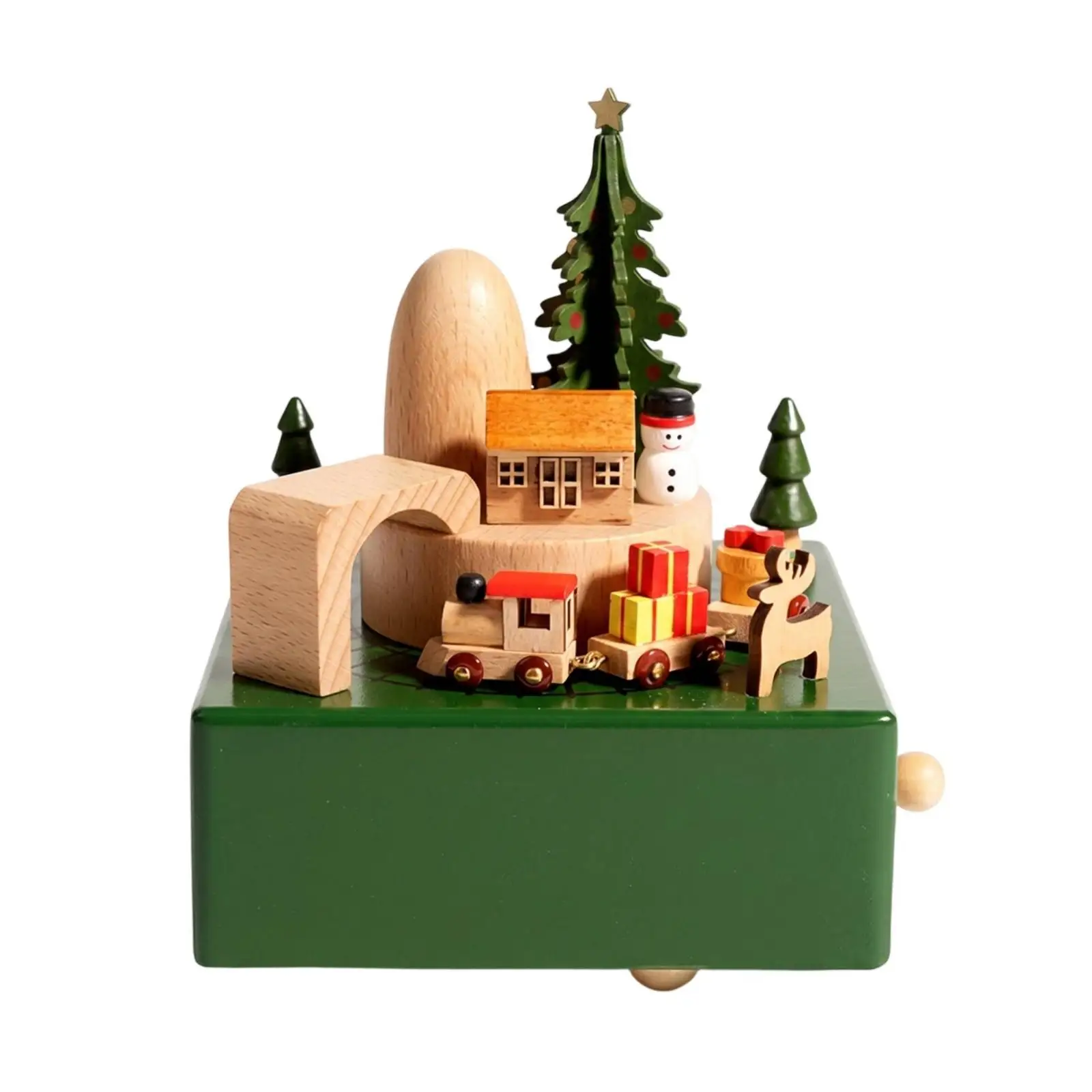 Wooden Children Music Carousel Hand Crank Musical Box for Girls Christmas Gift Decor