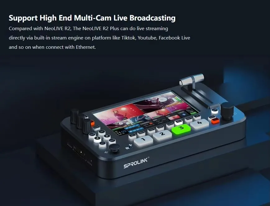 SPROLINK NEOLIVE R2 Plus Video Mixer Multi-Functions Live Streaming Without PC 4 x HDMI-compatible Switcher PTZ Cam Controller