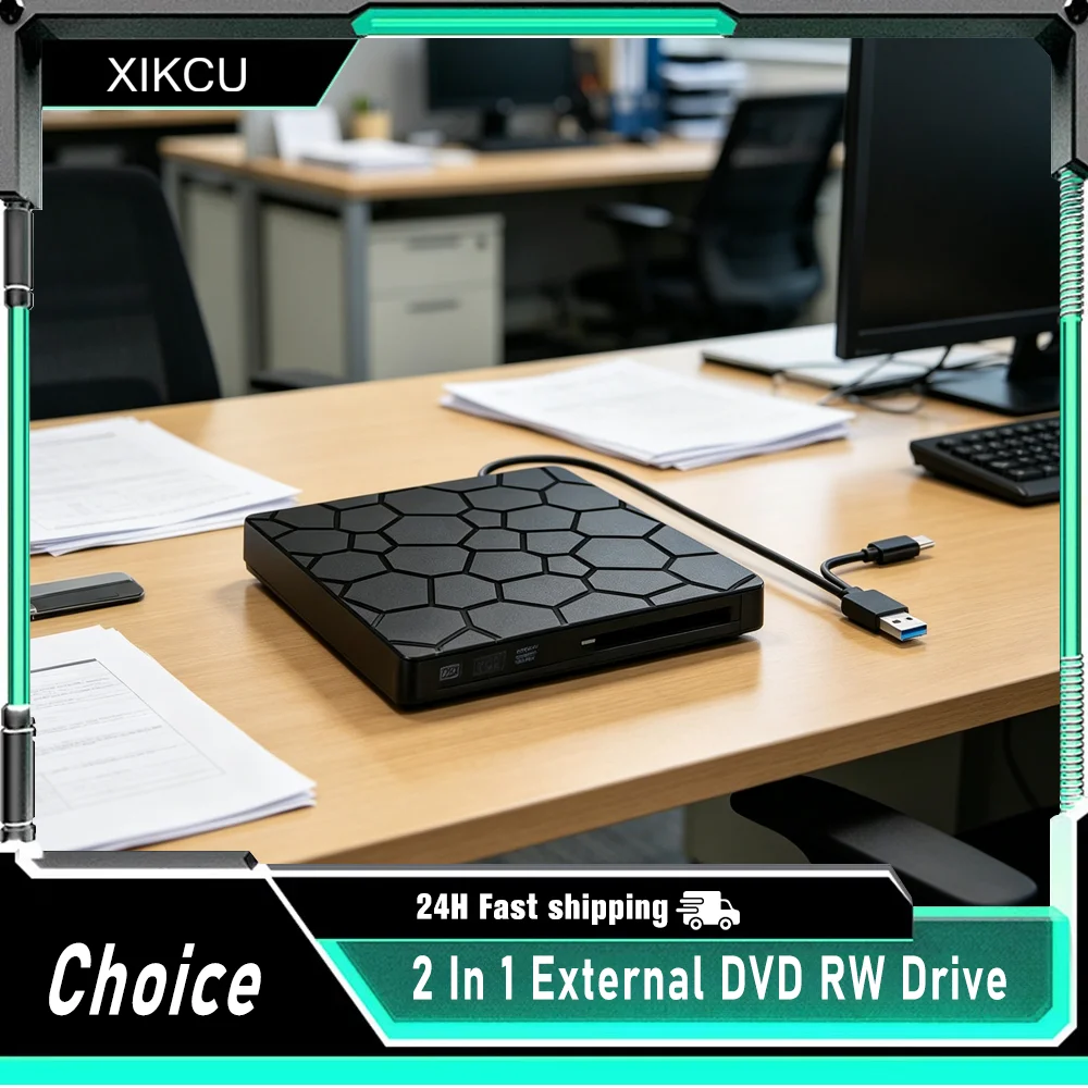 External CD DVD RW Drive USB 3.0 Type C Ultra Slim Portable Optical Burner Writer Player For Laptop Desktop PC Computer