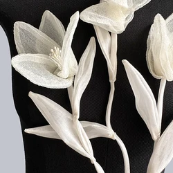 2PC DIY Magnolia Flower Clothing Patch Accessories New Sweater Dress Decoration Applique