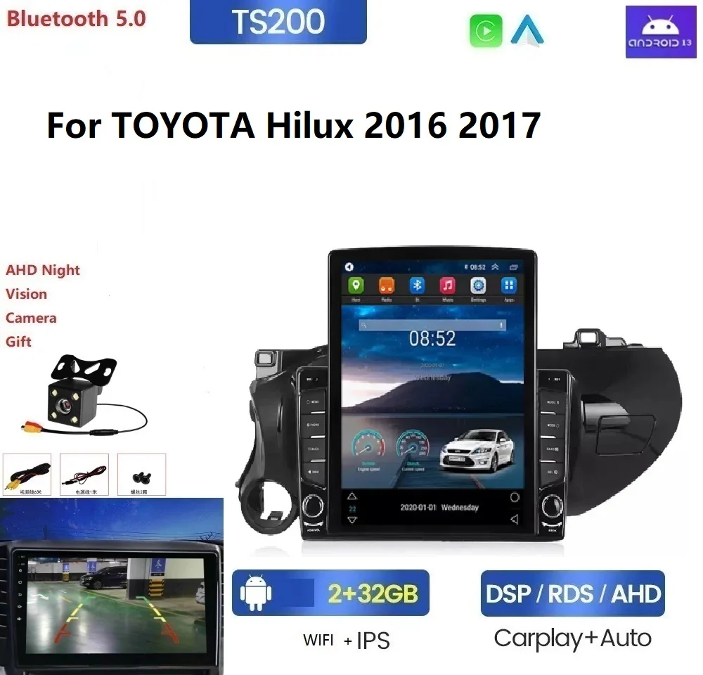 Android IPS 2.5D Screen DSP Car DVD Player For TOYOTA Hilux 2016 2017 1+16G WIFI GPS Navigation SWC Audio