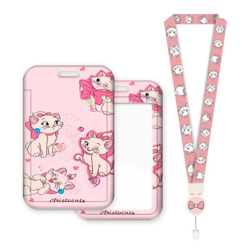 

Disney Marie Cat Card Holder for Students Cute Cartoon Anime ABS Material Protective Cover for Bus Student ID and Meal Cards