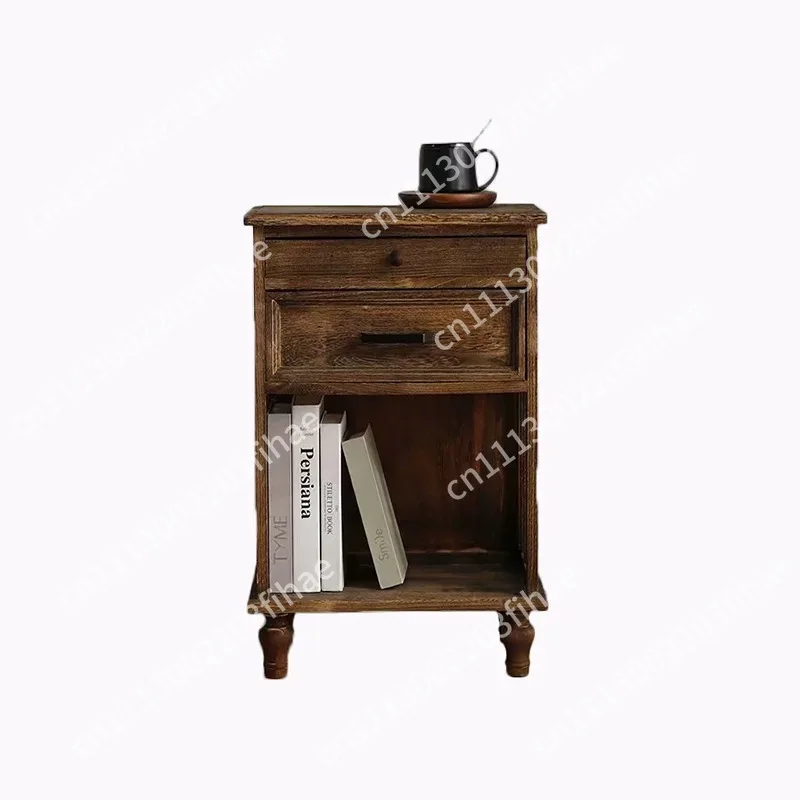 American solid wood storage cabinet retro bedside table 45 bedroom bedside table pastoral crevice narrow cabinet