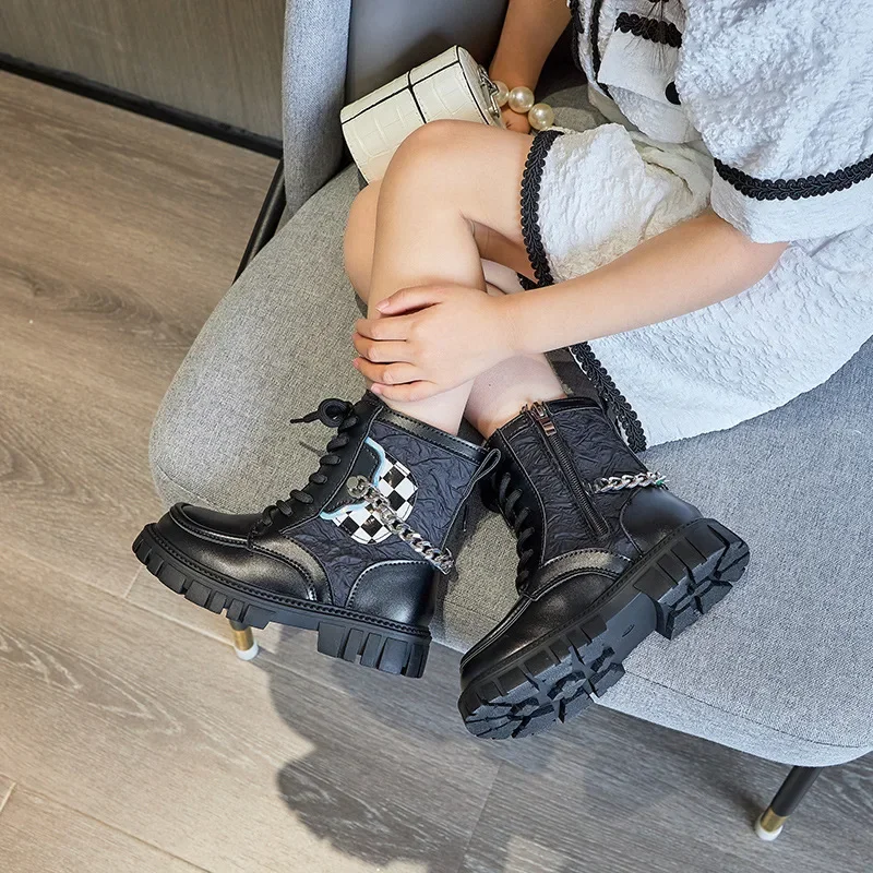 2024 Children Short Boots for Girls Autumn New Fashion UK Style Soft Comfortable Simple Casual Versatile Trendy Leather Shoes