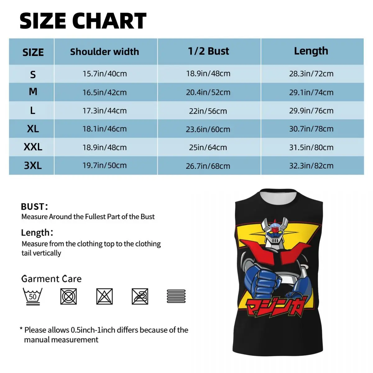 Mazinger Z Men Printed Sleeveless T-shirt Casual Hip Hop Street Style Beach Holiday Tank Tops