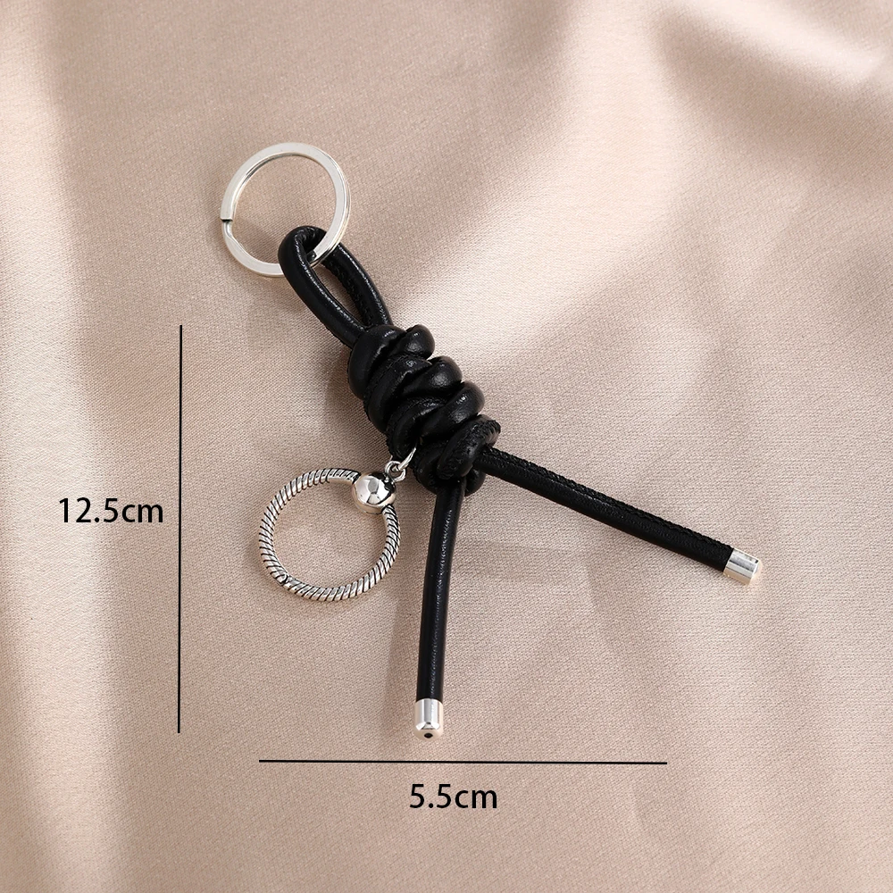 2026 New Silver Plated Jewelry Fashion Leather Braided Keychain Suitable for Original Jewelry and Pendant DIY Women's Gifts