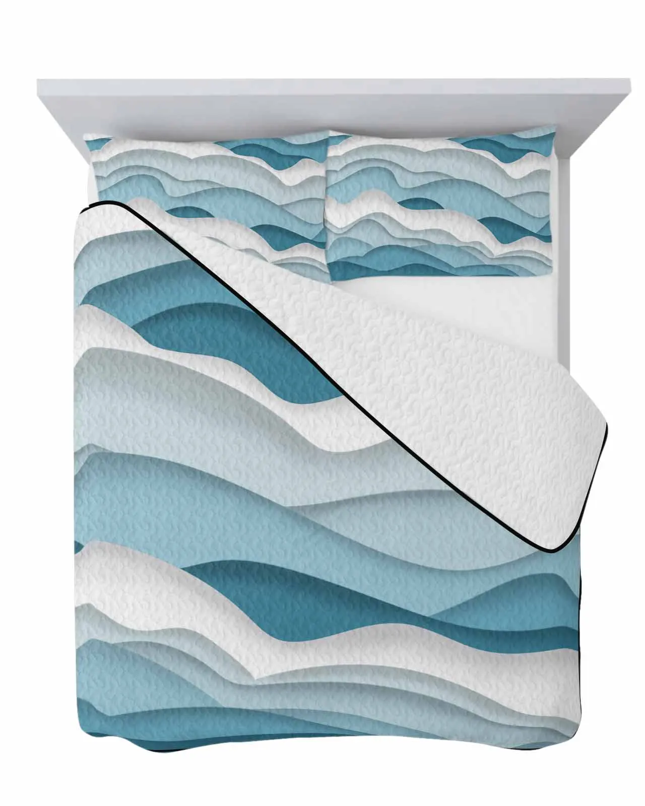 Gradual Ocean Waves And Foam Blue Gradient Cooling Blankets Air Condition Comforter Lightweight Summer Quilt for Bed Thin Quilt