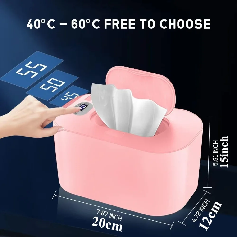 Calentador de toallitas para bebés, dispensador de toallitas húmedas para bebés con pantalla Digital, modos de temperatura ajustables, elementos esenciales para exteriores para recién nacidos