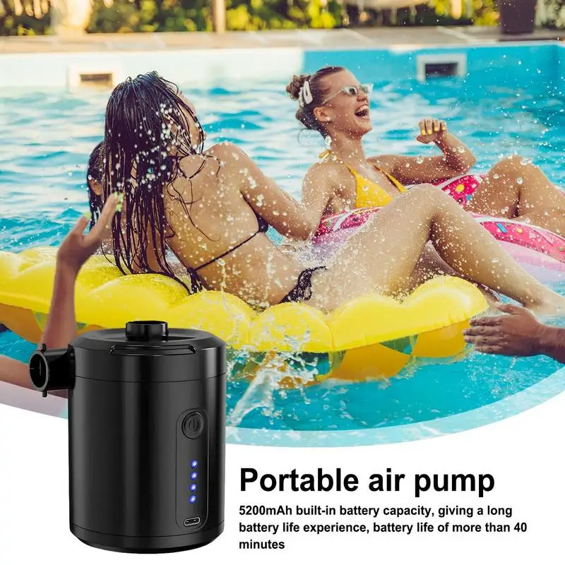 

Small Air Pump Rechargeable Portable Electric Air Inflator Low Noise Fast Compressor Tool Wireless Mattress Inflator for Travel