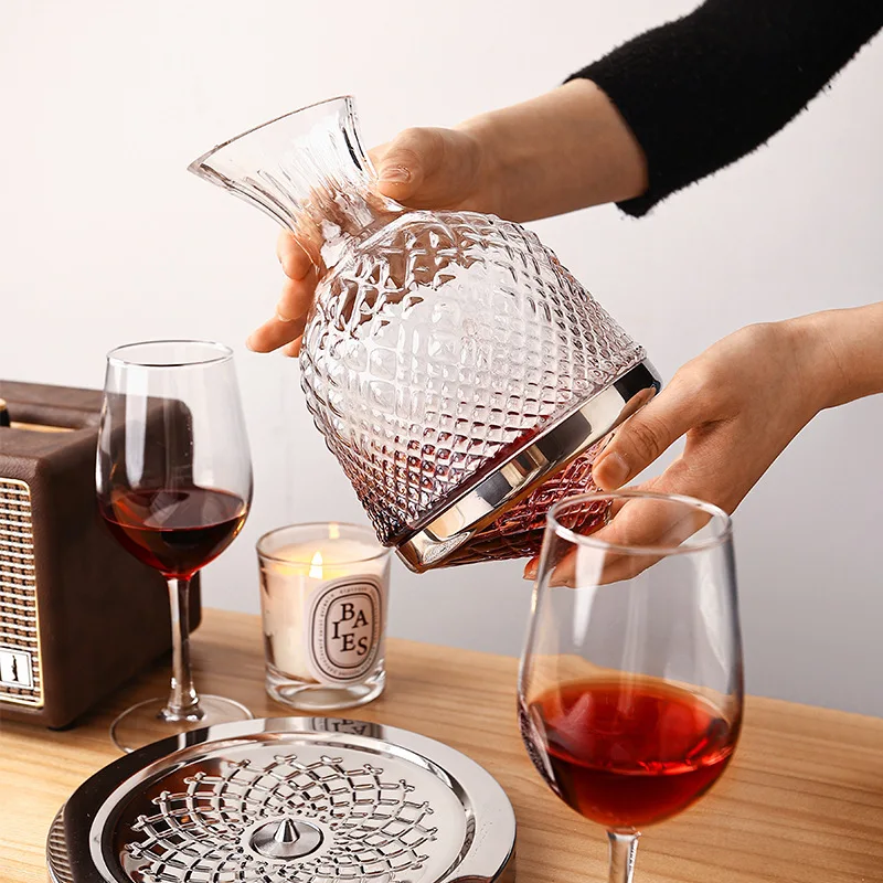 1500ML Luxury Creative Wine Decanter 360 Rotating Lead free Crystal Glass Wine Aeration Mirror Pot Gift Bar Accessories Decanter